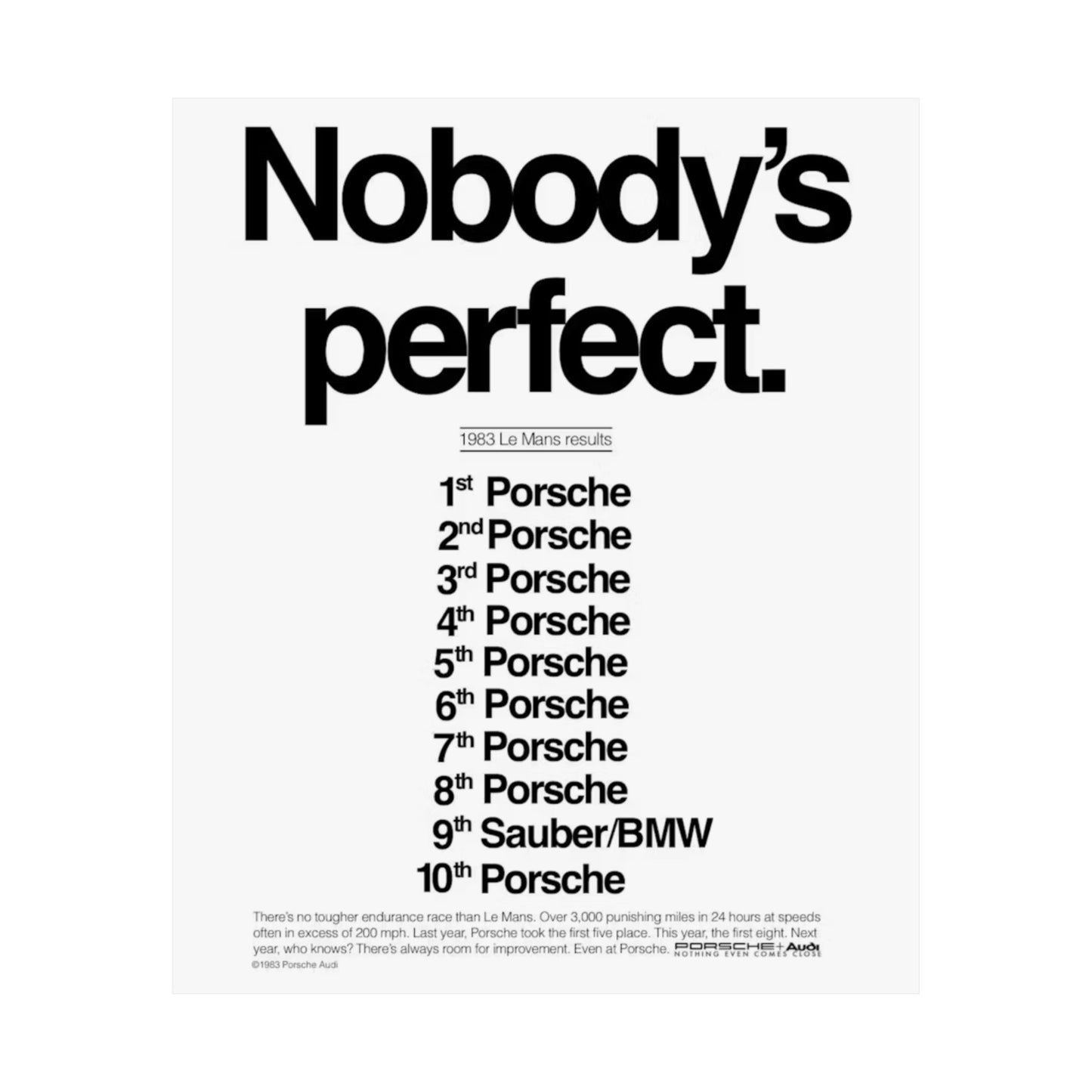 Nobody's Perfect Porsche Poster