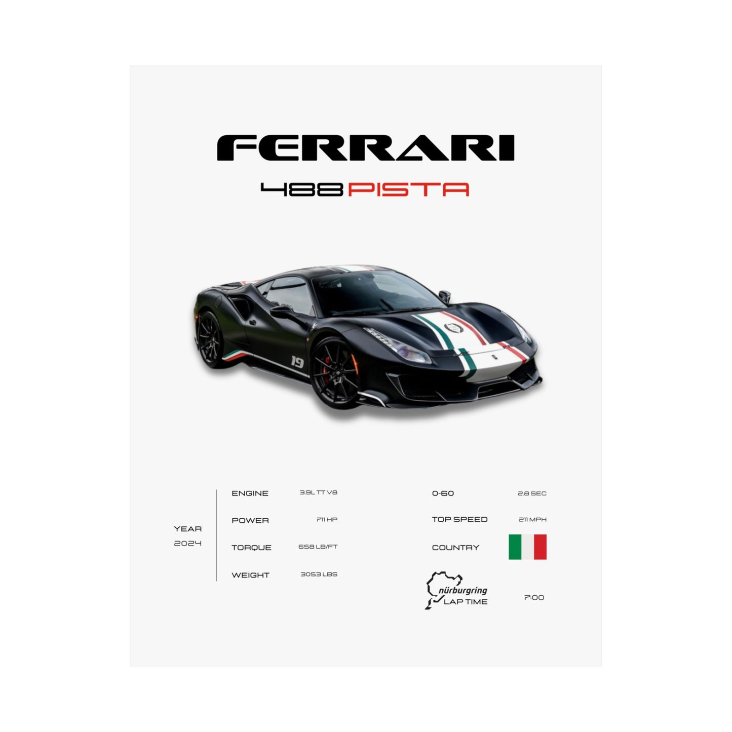 Ferrari 488 Pista Poster