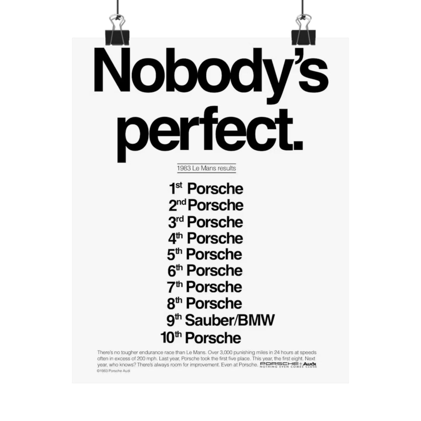 Nobody's Perfect Porsche Poster