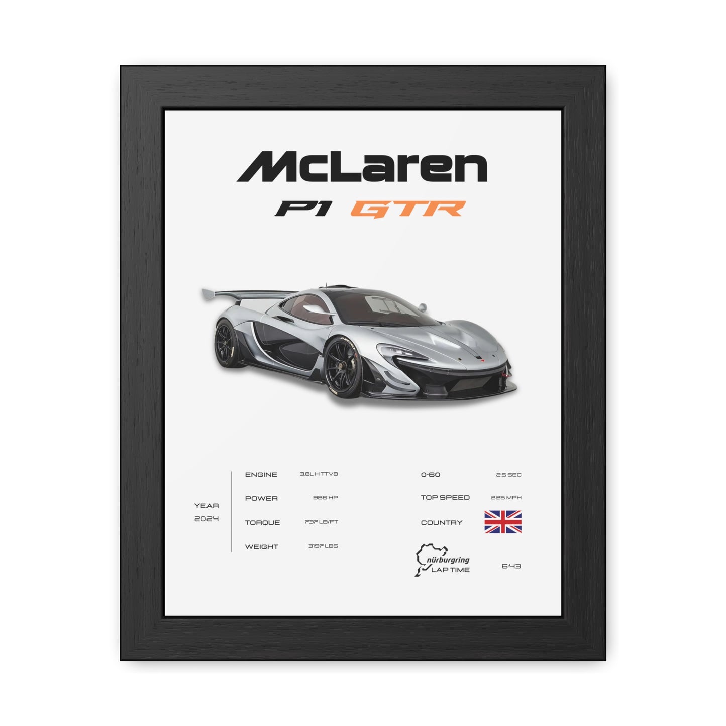 McLaren P1 GTR Framed Poster