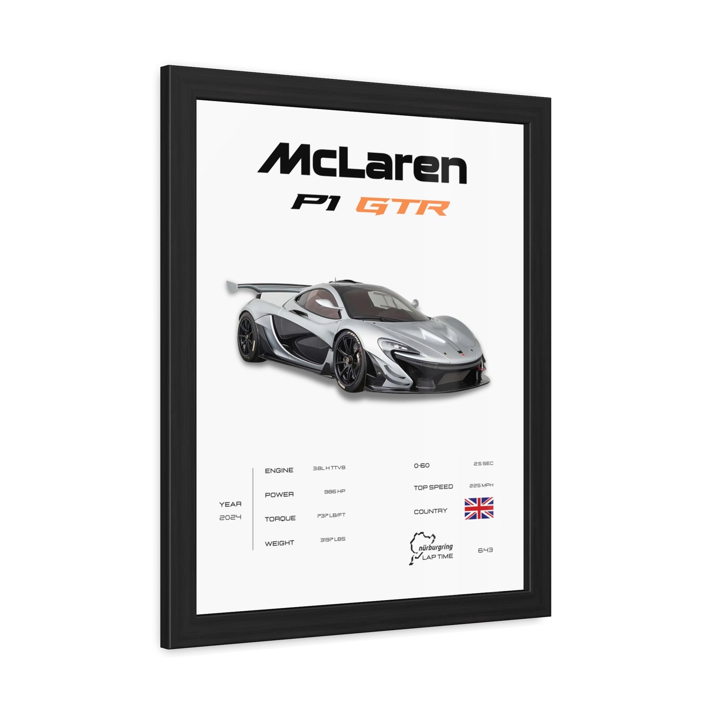 McLaren P1 GTR Framed Poster