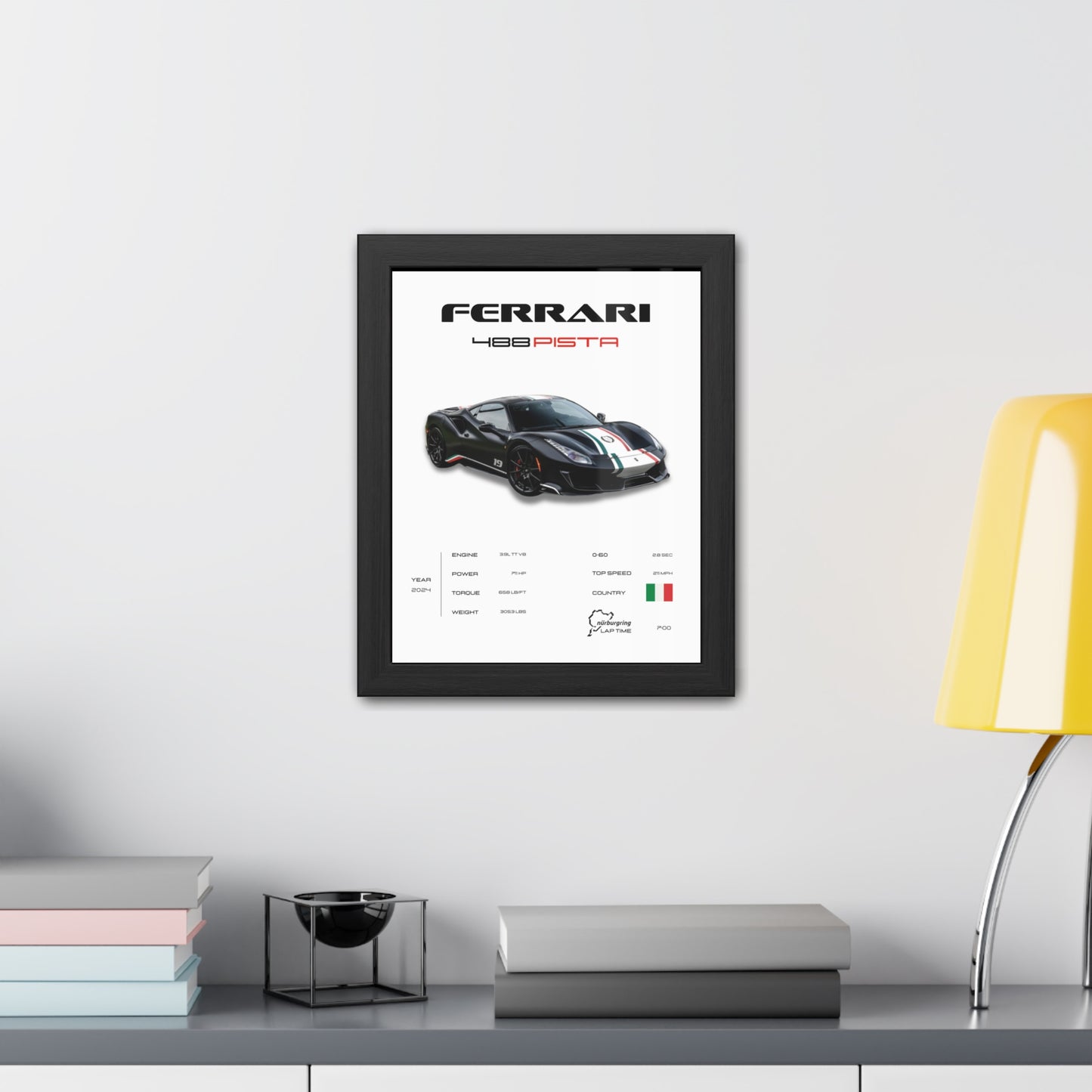 Ferrari 488 Pista Framed Poster
