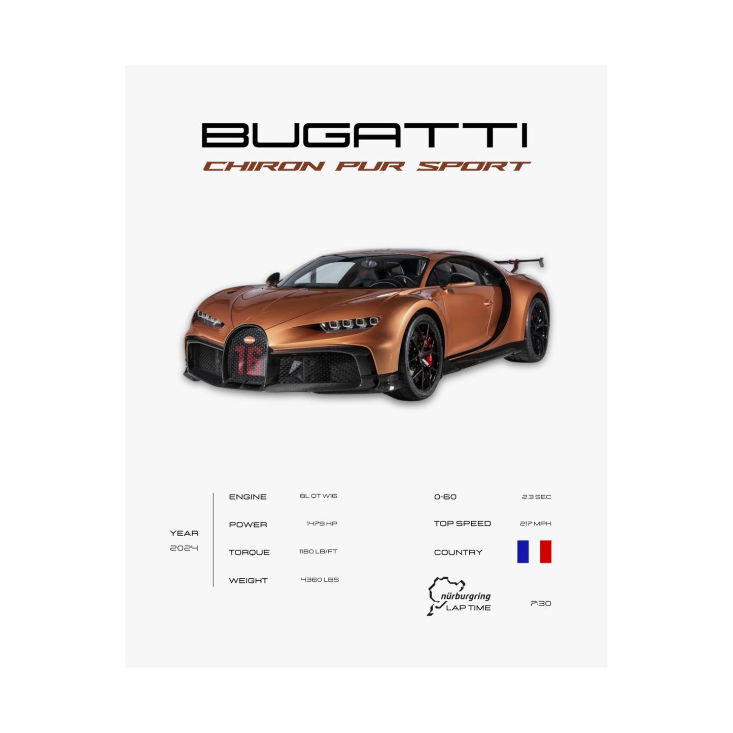 Bugatti Chiron Pur Sport Poster