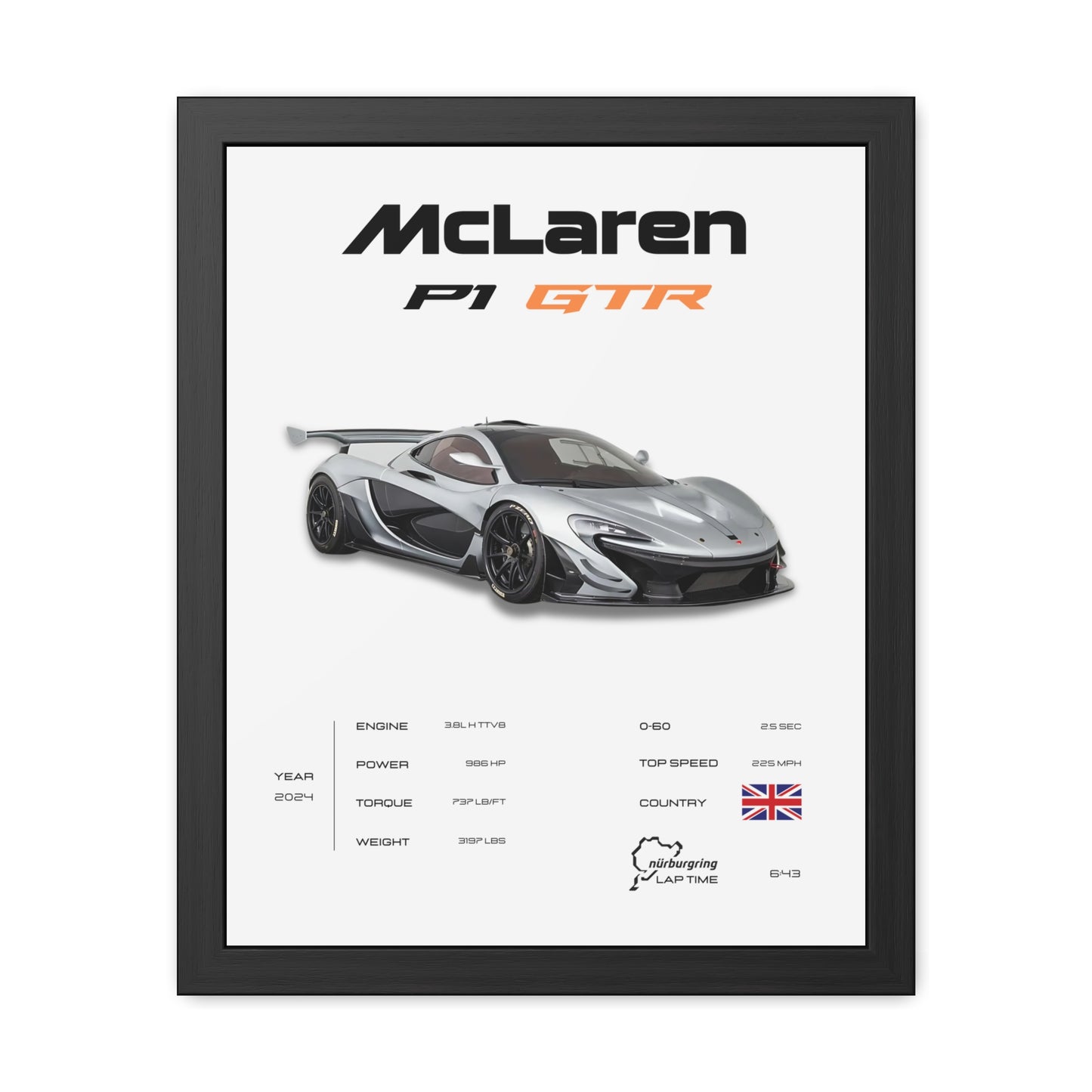 McLaren P1 GTR Framed Poster