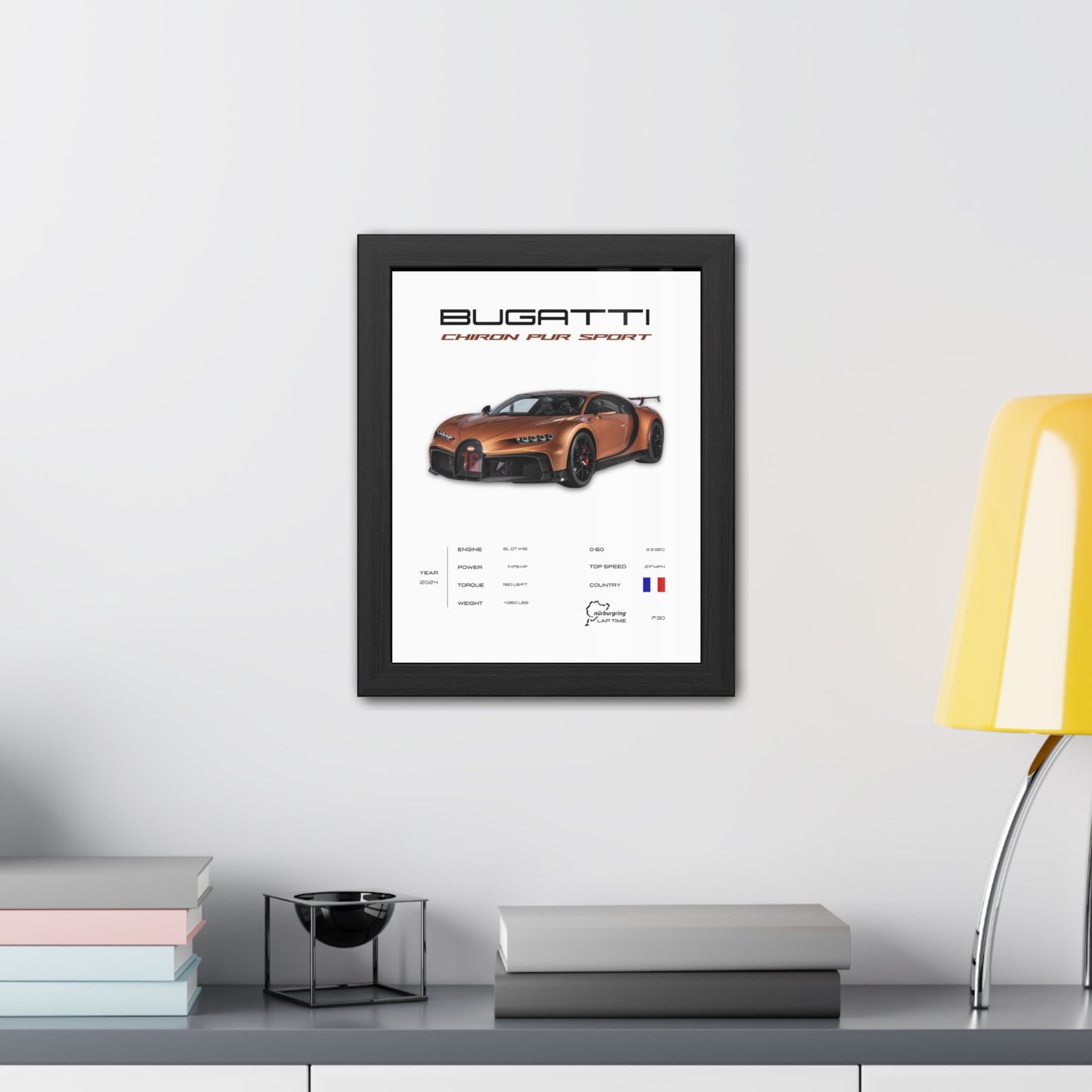 Bugatti Chiron Pur Sport Framed Poster