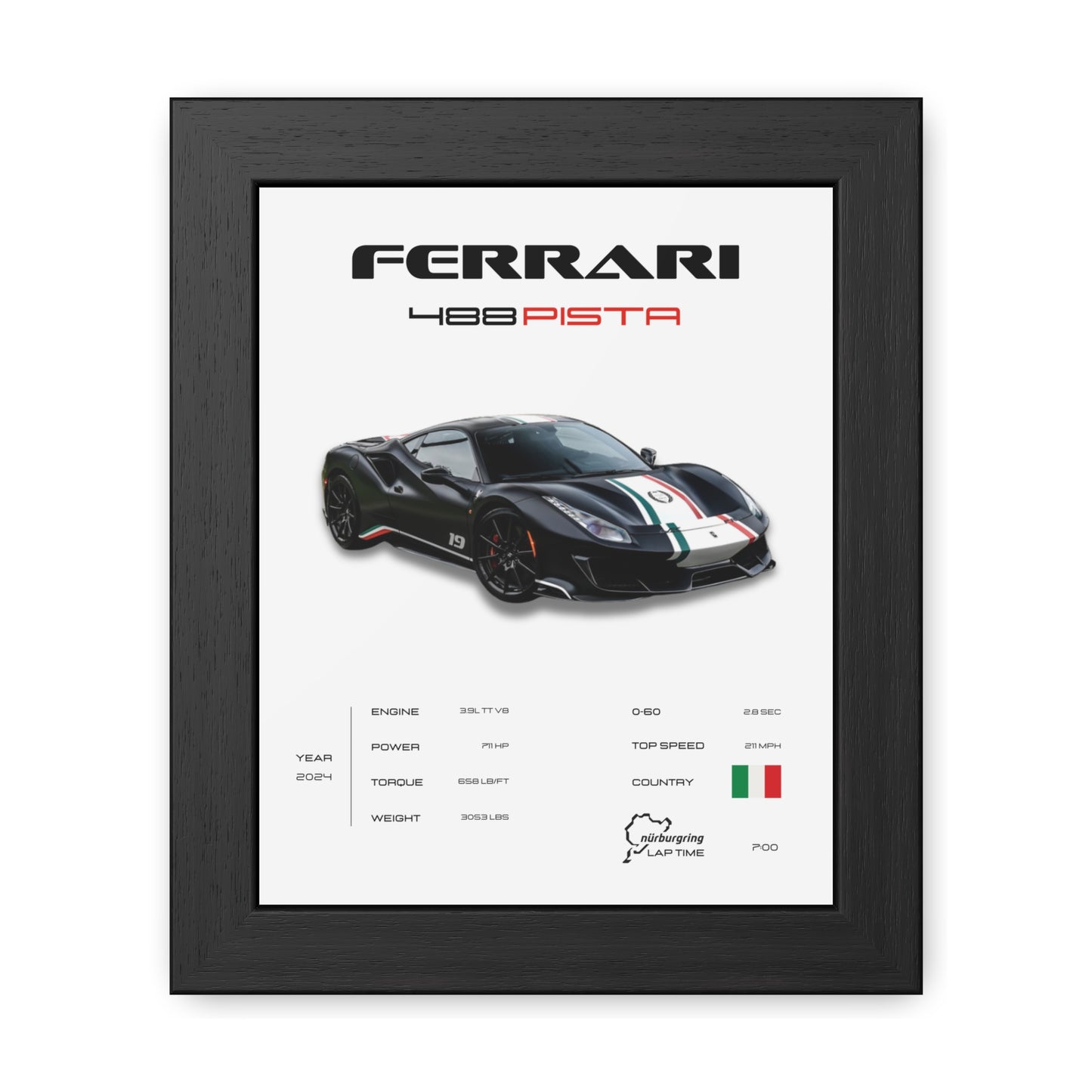 Ferrari 488 Pista Framed Poster