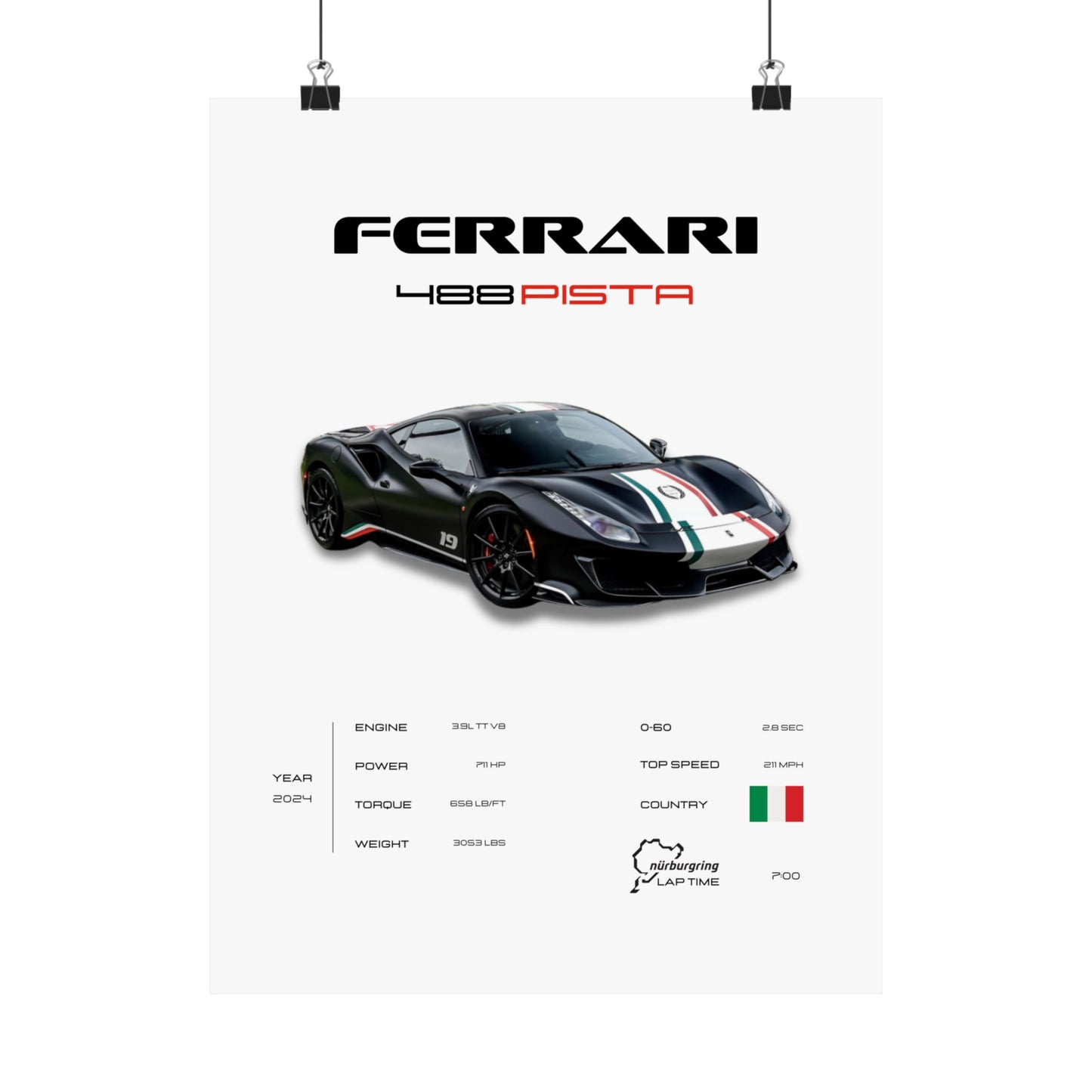 Ferrari 488 Pista Poster