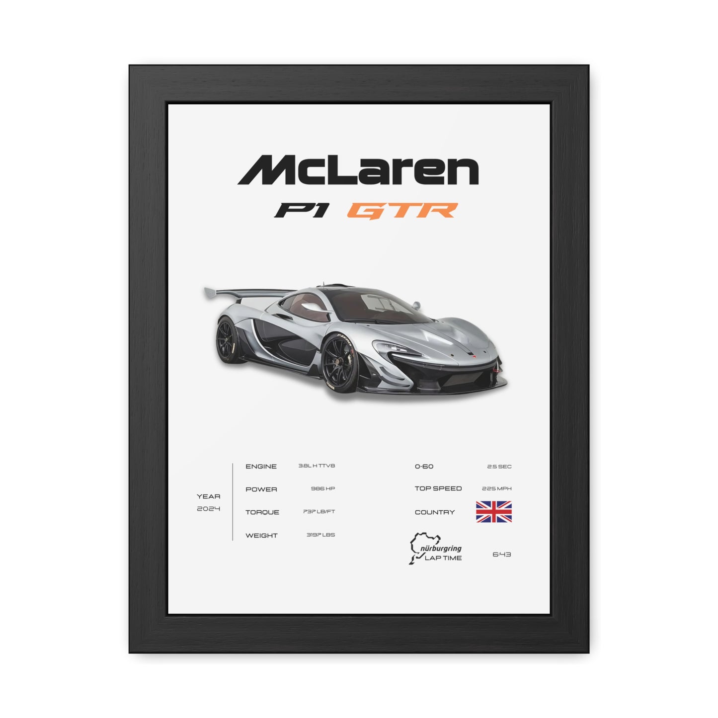 McLaren P1 GTR Framed Poster