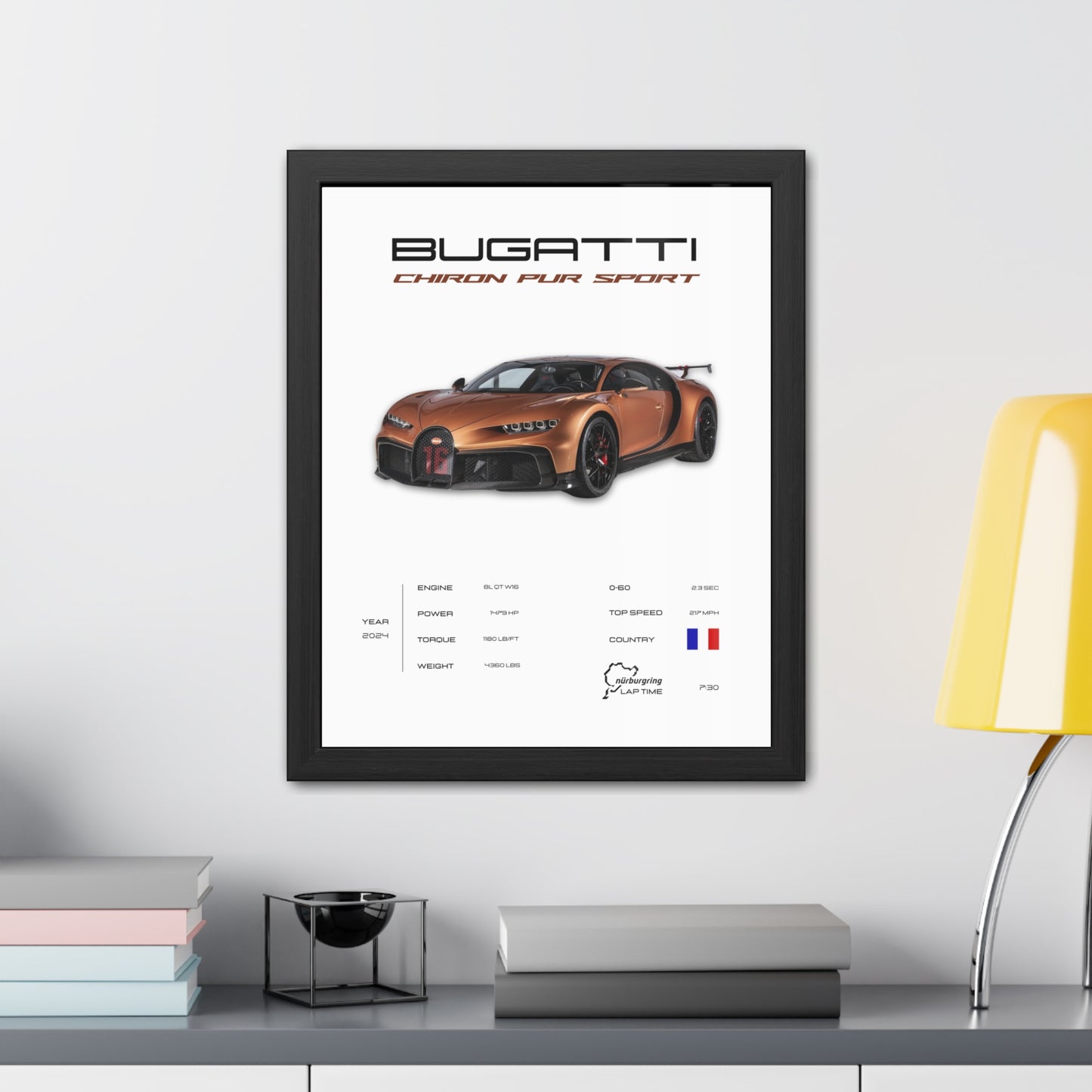 Bugatti Chiron Pur Sport Framed Poster