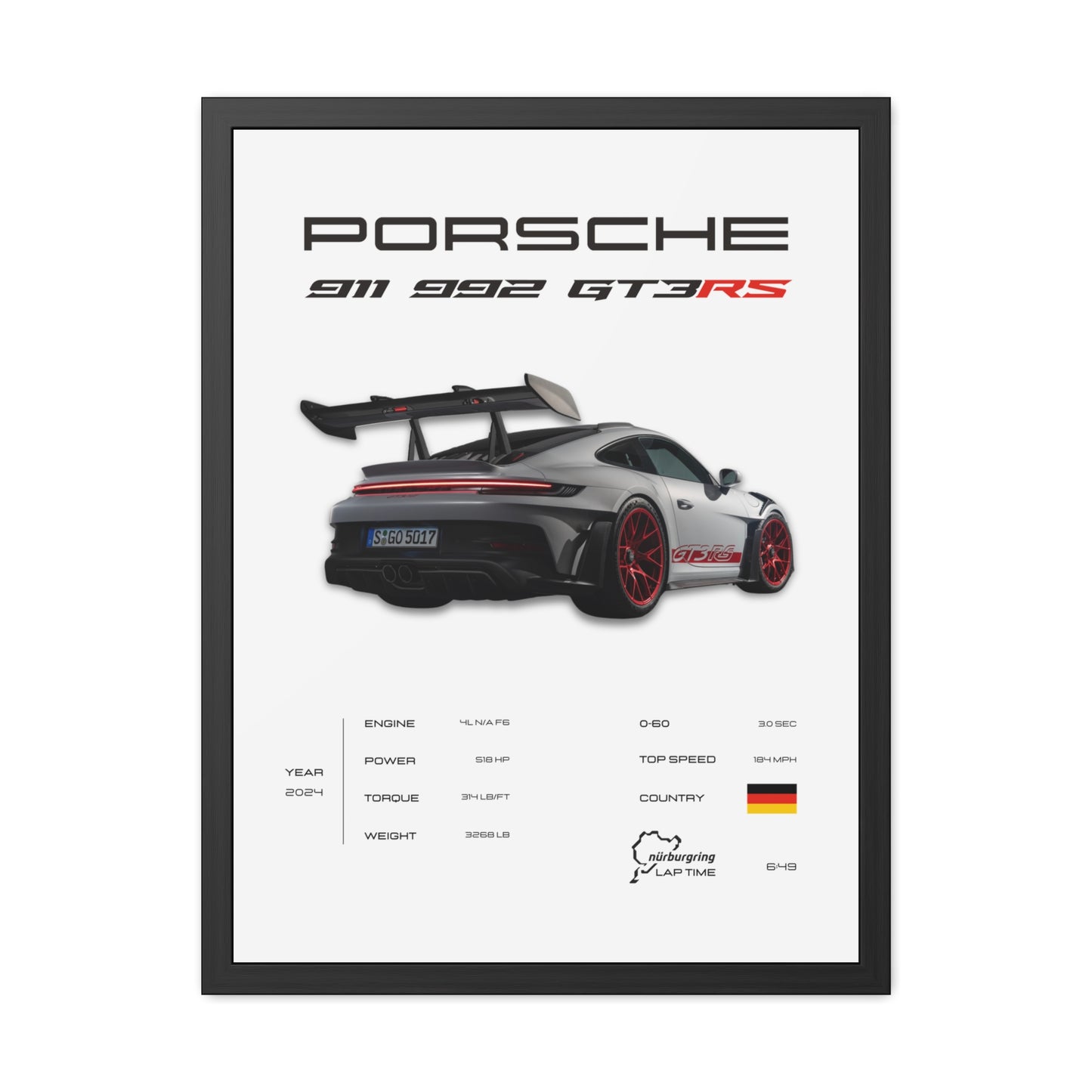 Porsche 911 GT3RS Framed Poster