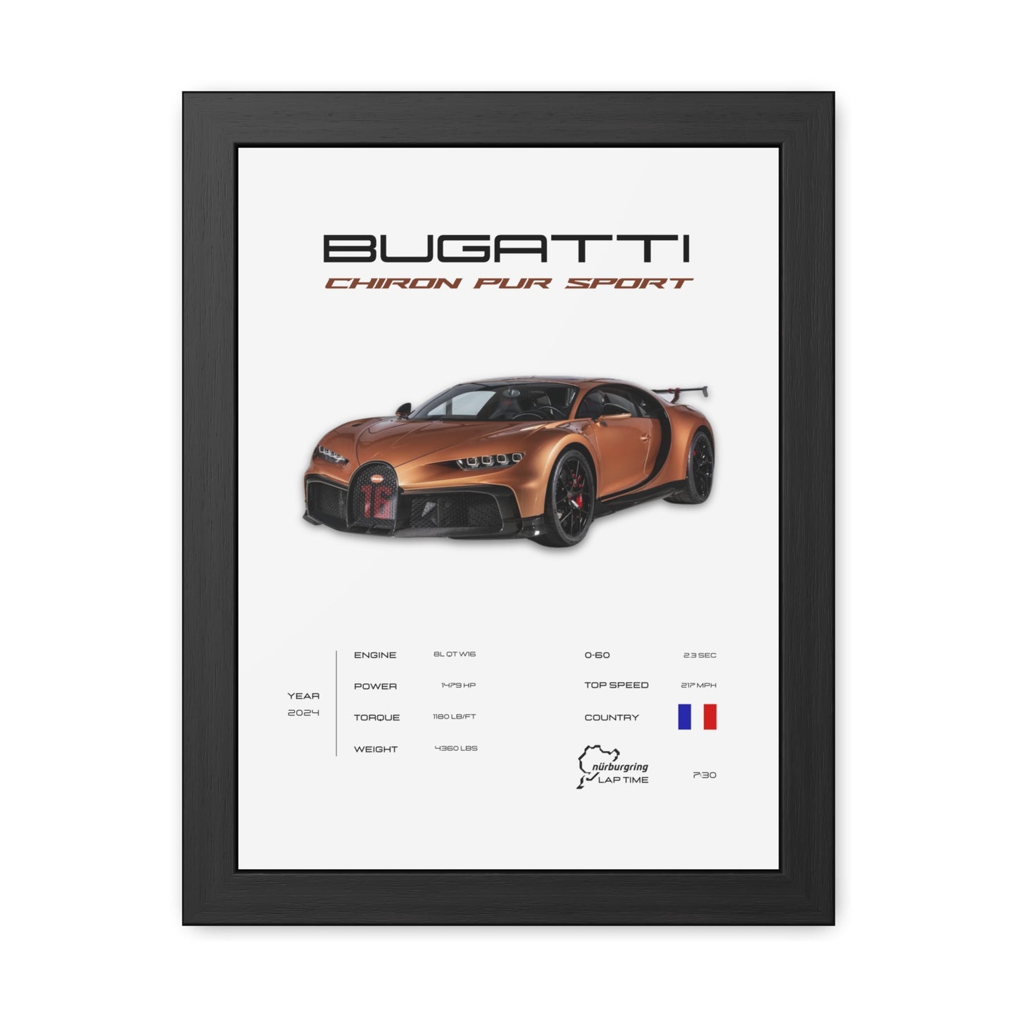 Bugatti Chiron Pur Sport Framed Poster