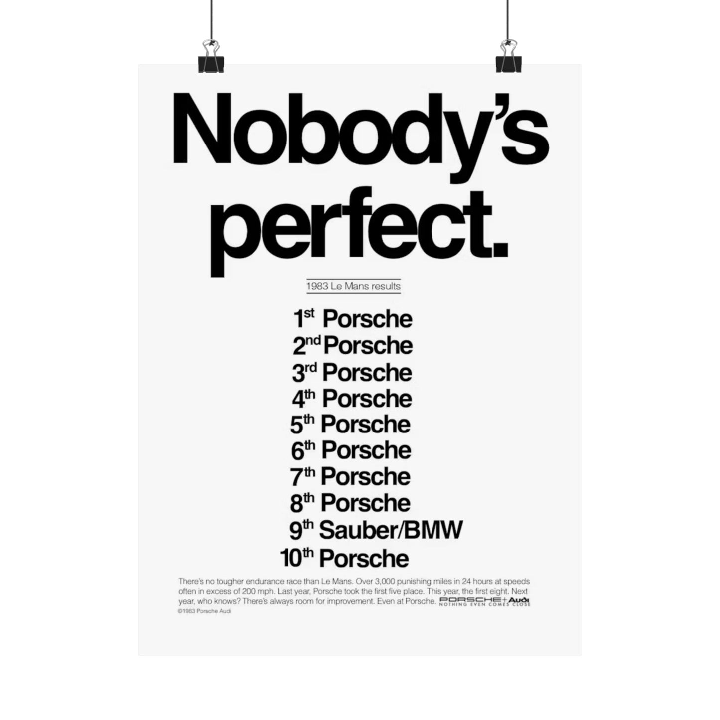 Nobody's Perfect Porsche Poster