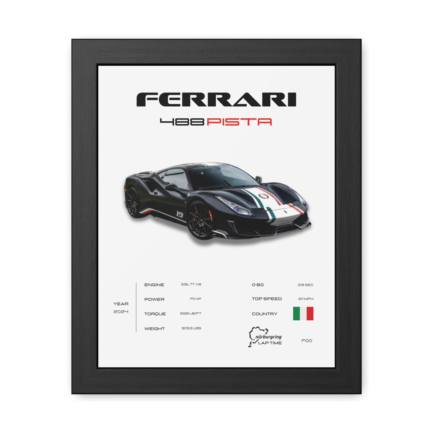 Ferrari 488 Pista Framed Poster