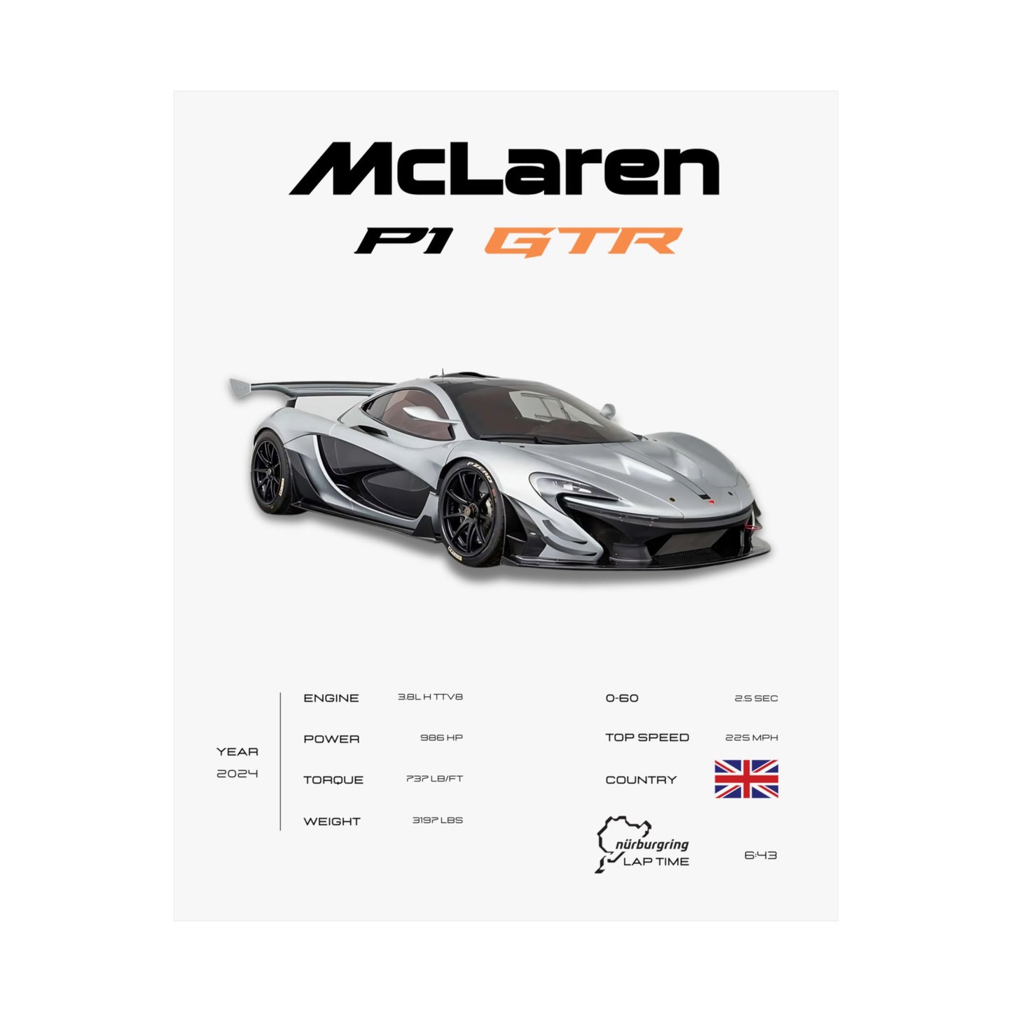 McLaren P1 GTR Poster