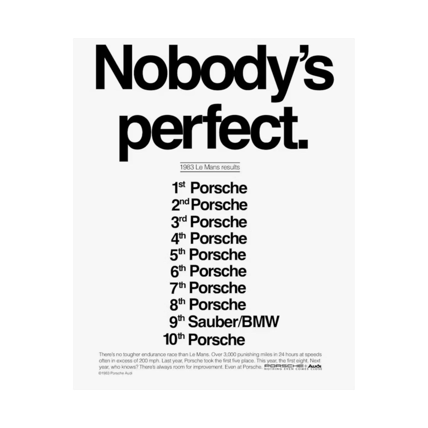 Nobody's Perfect Porsche Poster