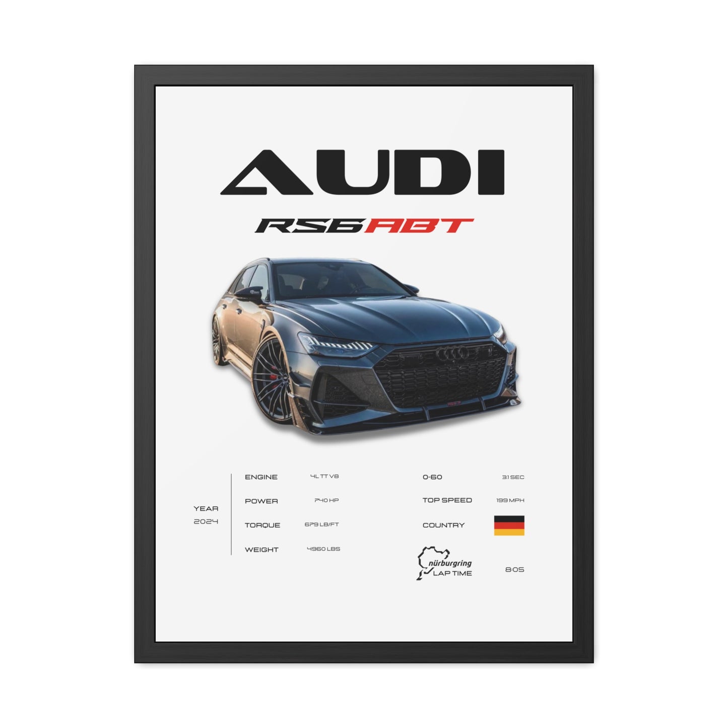 Audi RS6 ABT Framed Poster