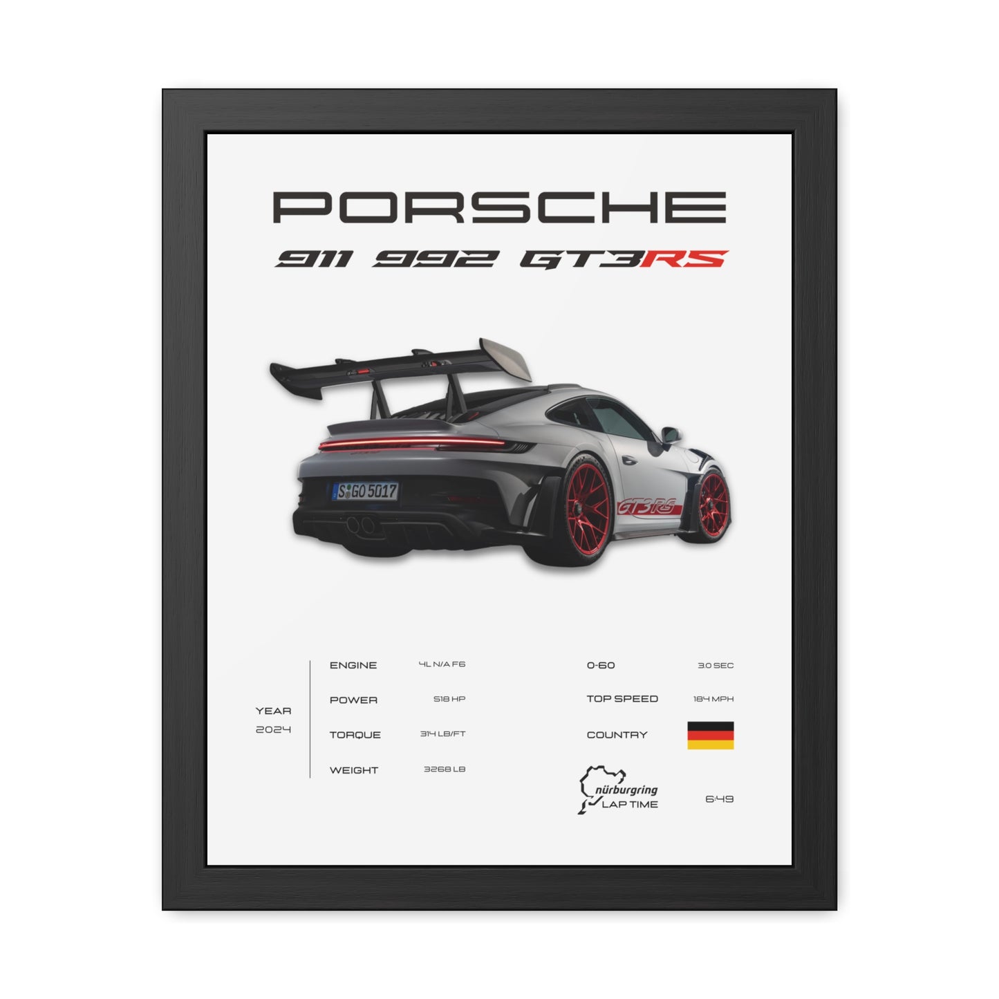 Porsche 911 GT3RS Framed Poster