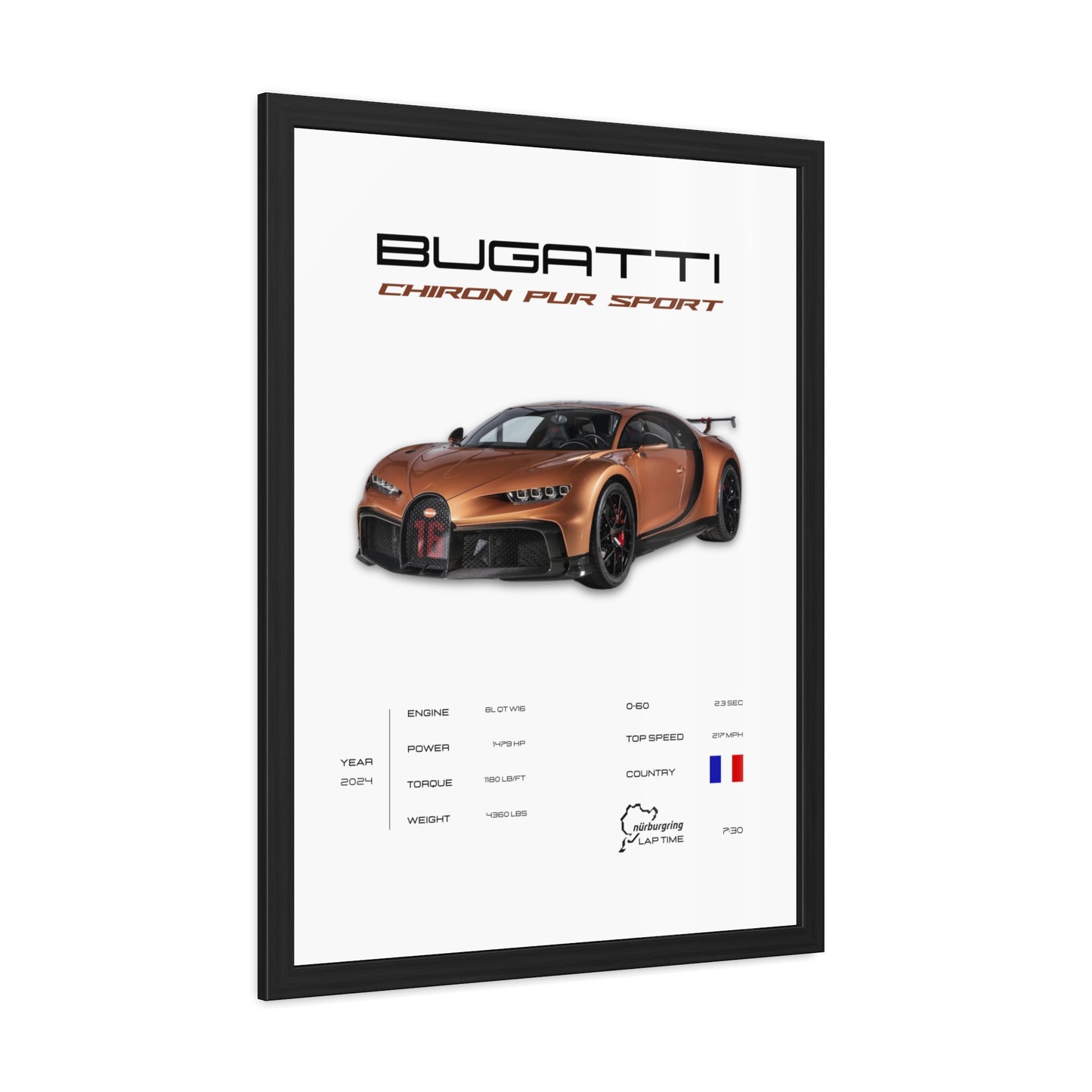 Bugatti Chiron Pur Sport Framed Poster