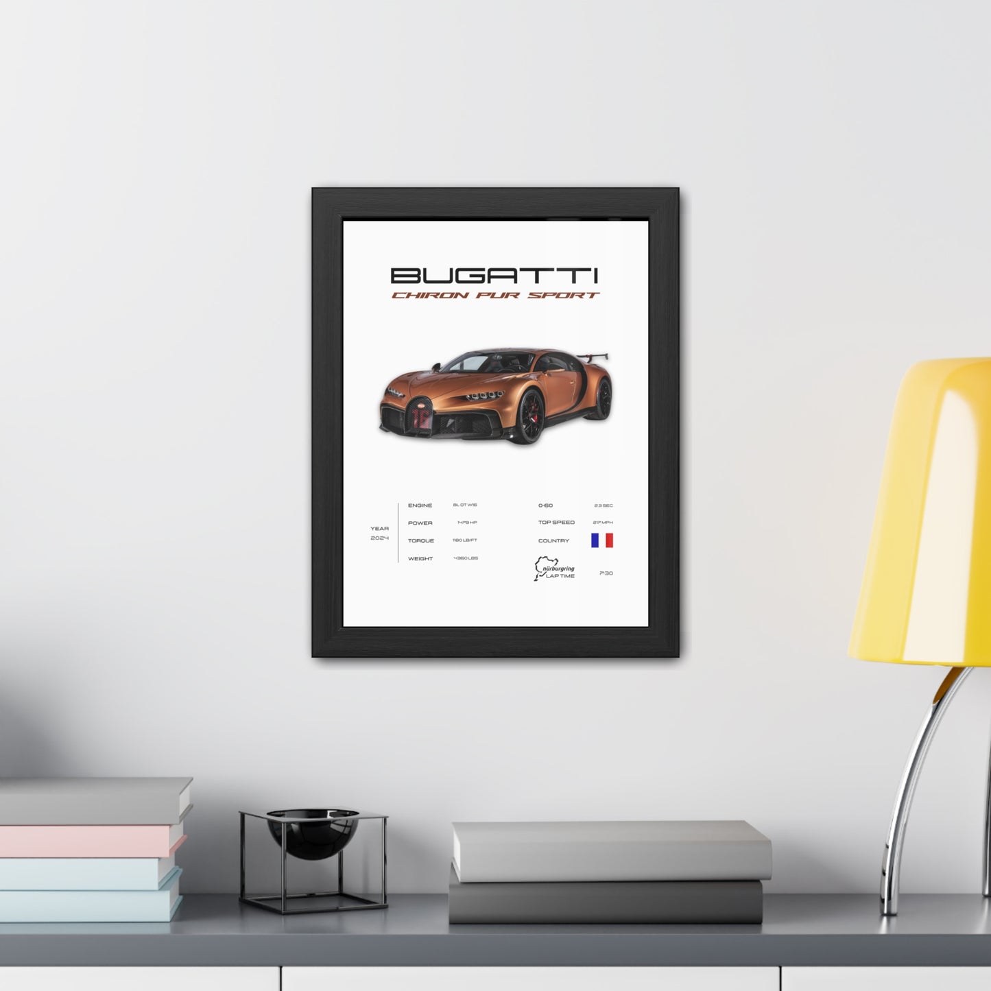 Bugatti Chiron Pur Sport Framed Poster