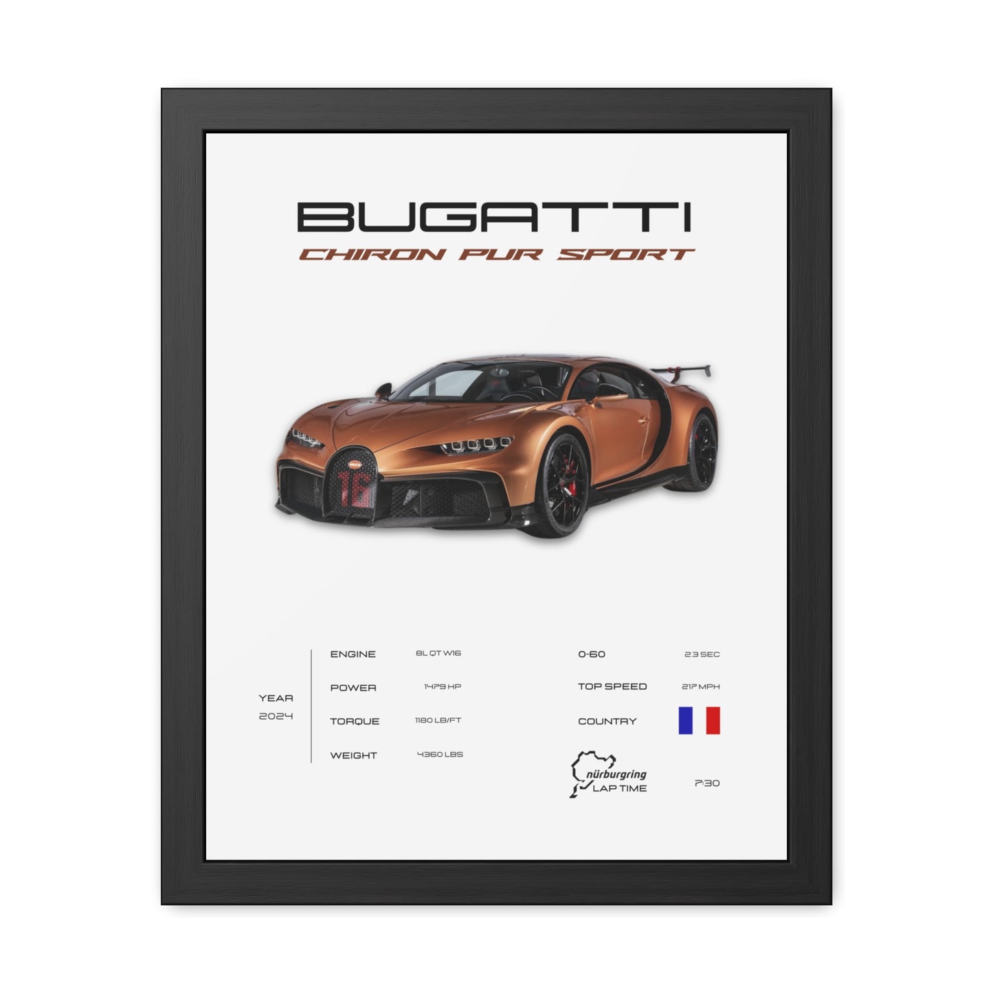 Bugatti Chiron Pur Sport Framed Poster