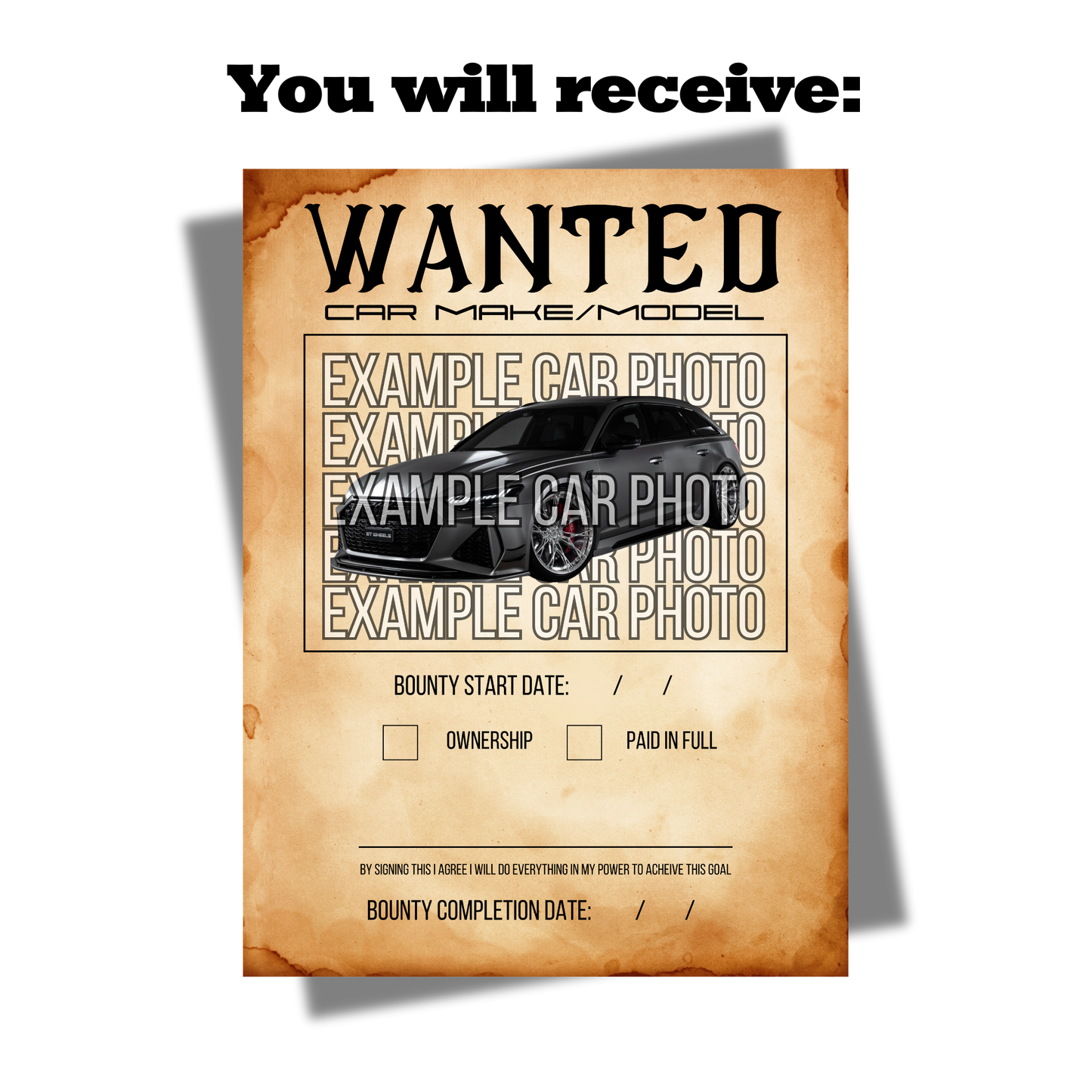 Custom "WANTED" Dream Car Poster