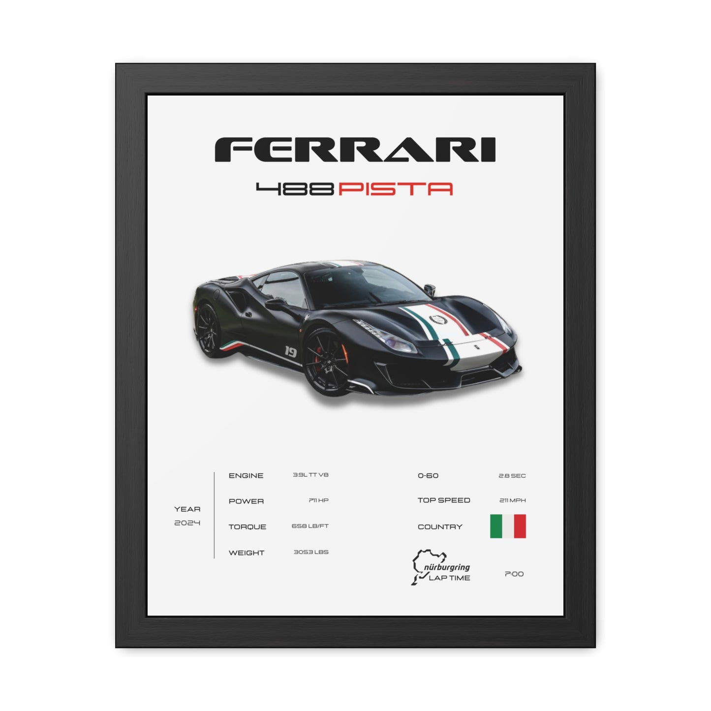 Ferrari 488 Pista Framed Poster