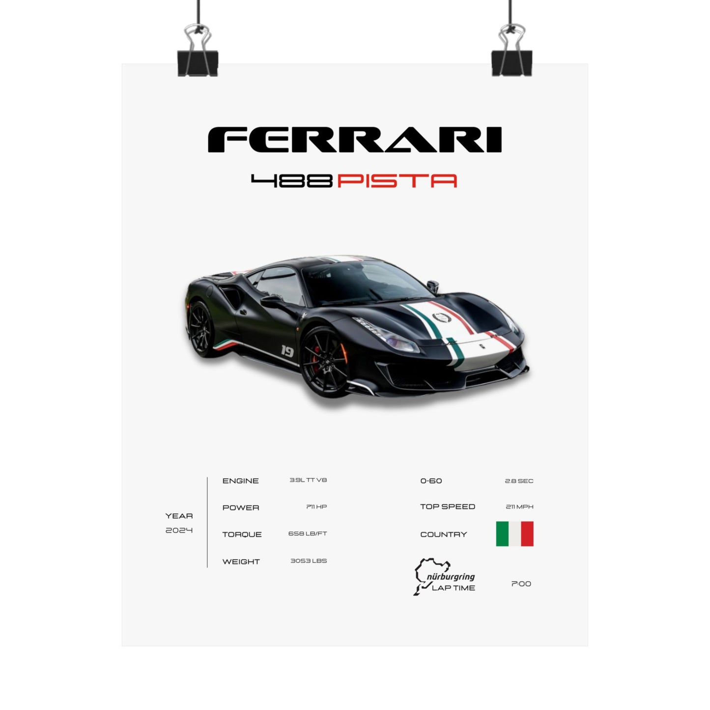 Ferrari 488 Pista Poster