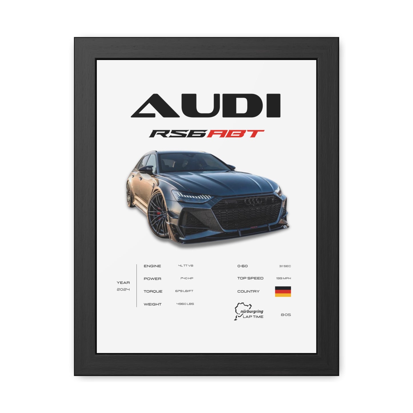 Audi RS6 ABT Framed Poster