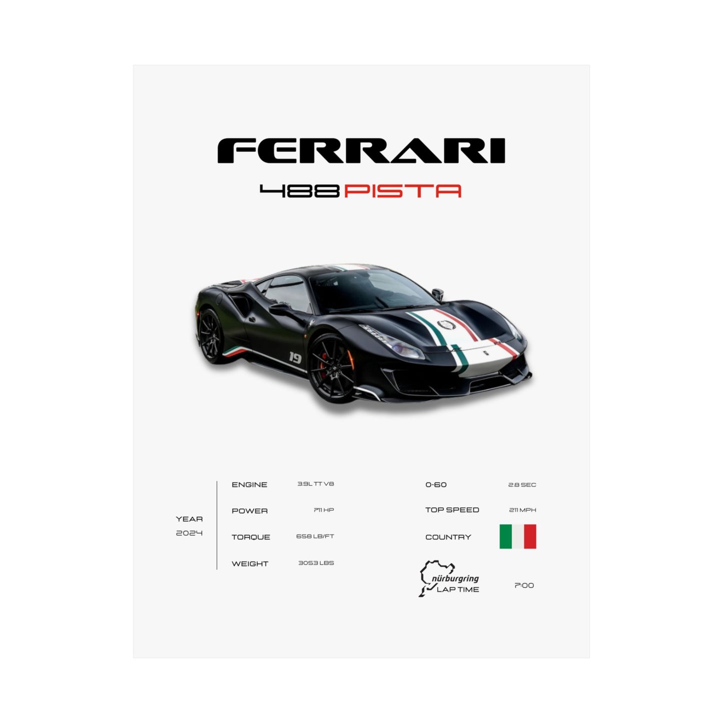 Ferrari 488 Pista Poster