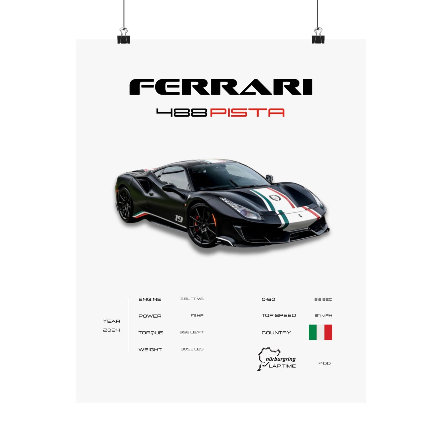 Ferrari 488 Pista Poster