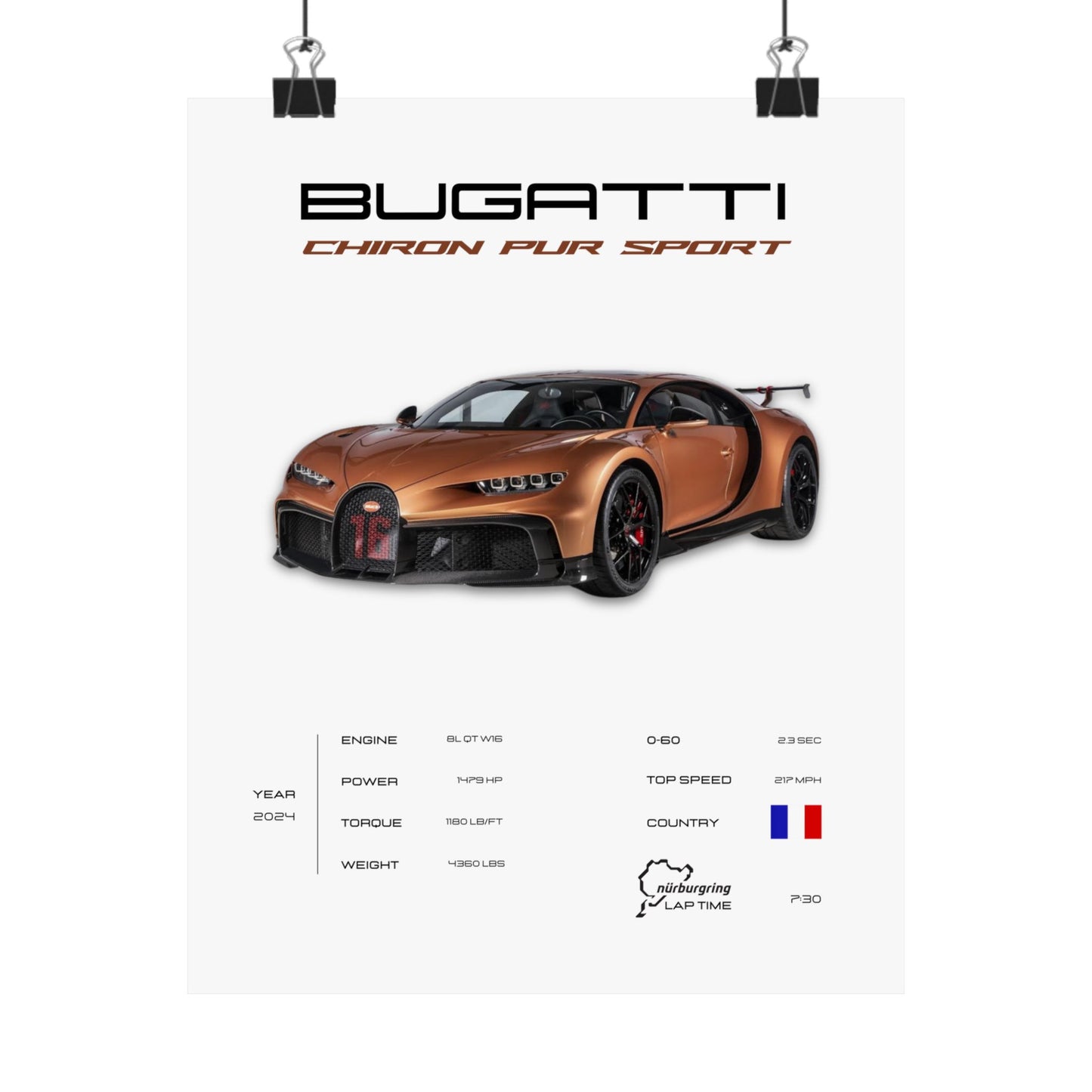 Bugatti Chiron Pur Sport Poster