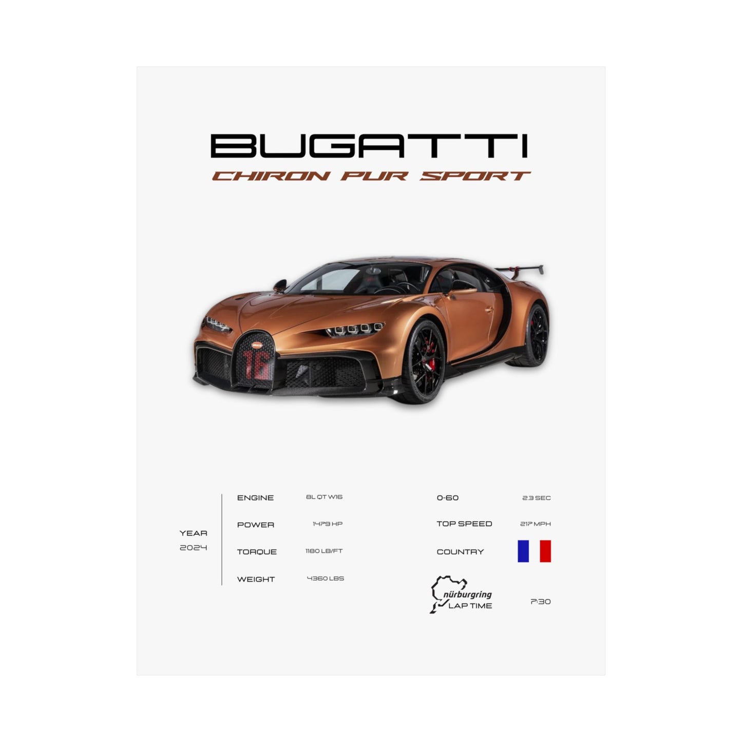 Bugatti Chiron Pur Sport Poster