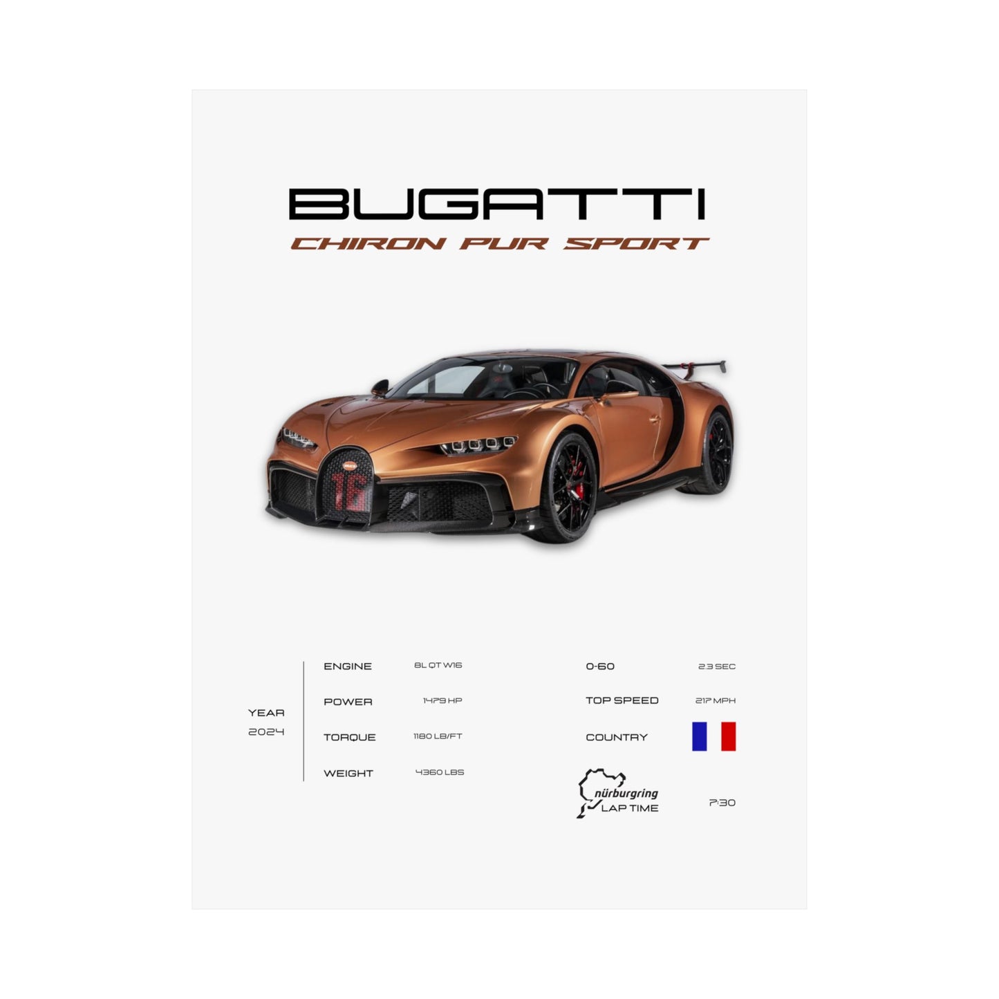 Bugatti Chiron Pur Sport Poster