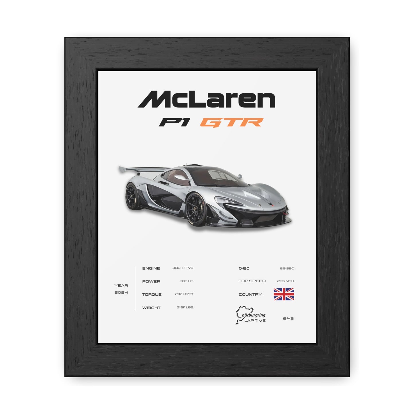 McLaren P1 GTR Framed Poster