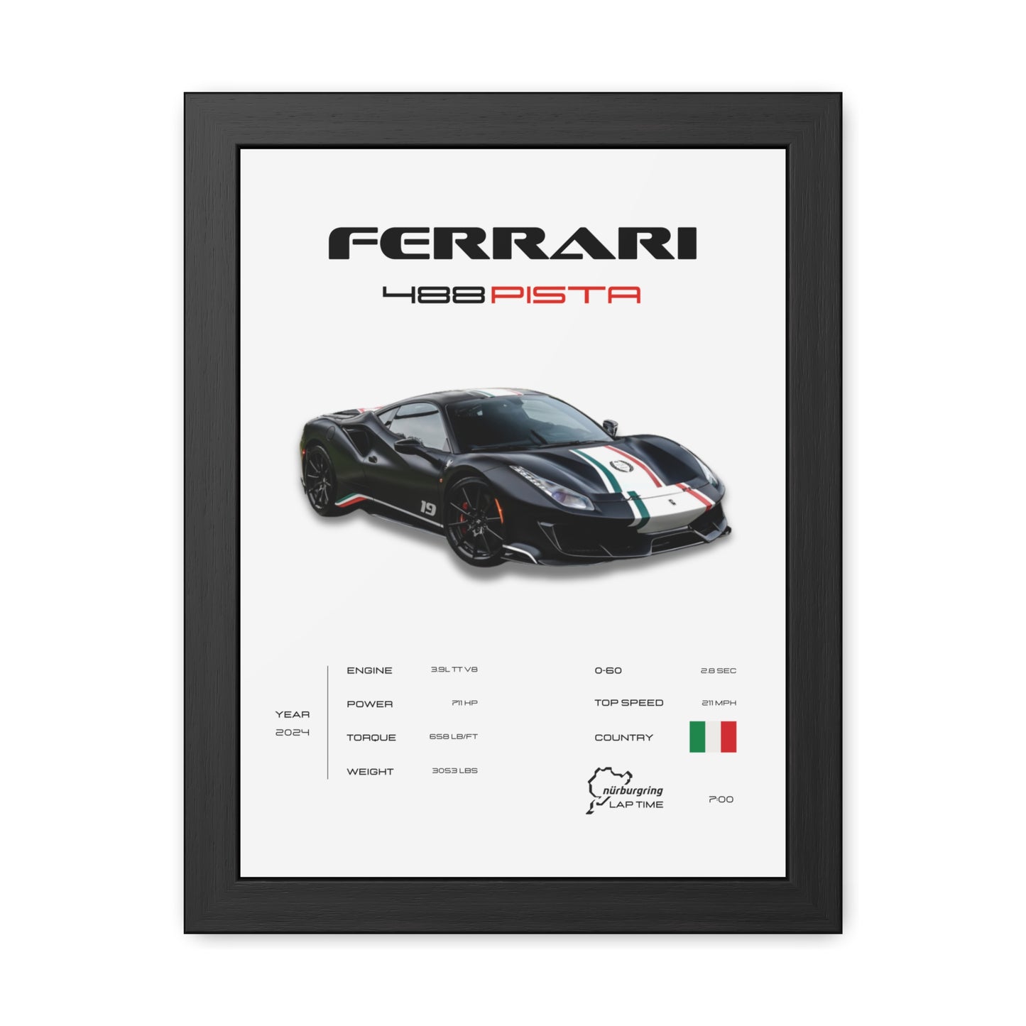 Ferrari 488 Pista Framed Poster
