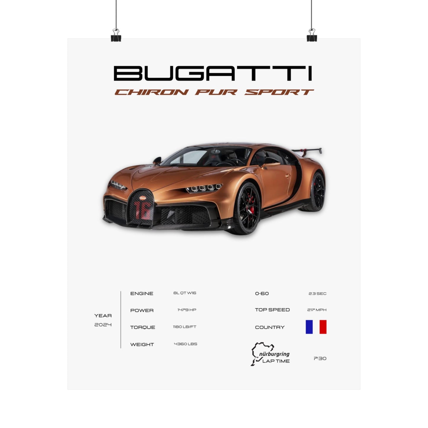 Bugatti Chiron Pur Sport Poster