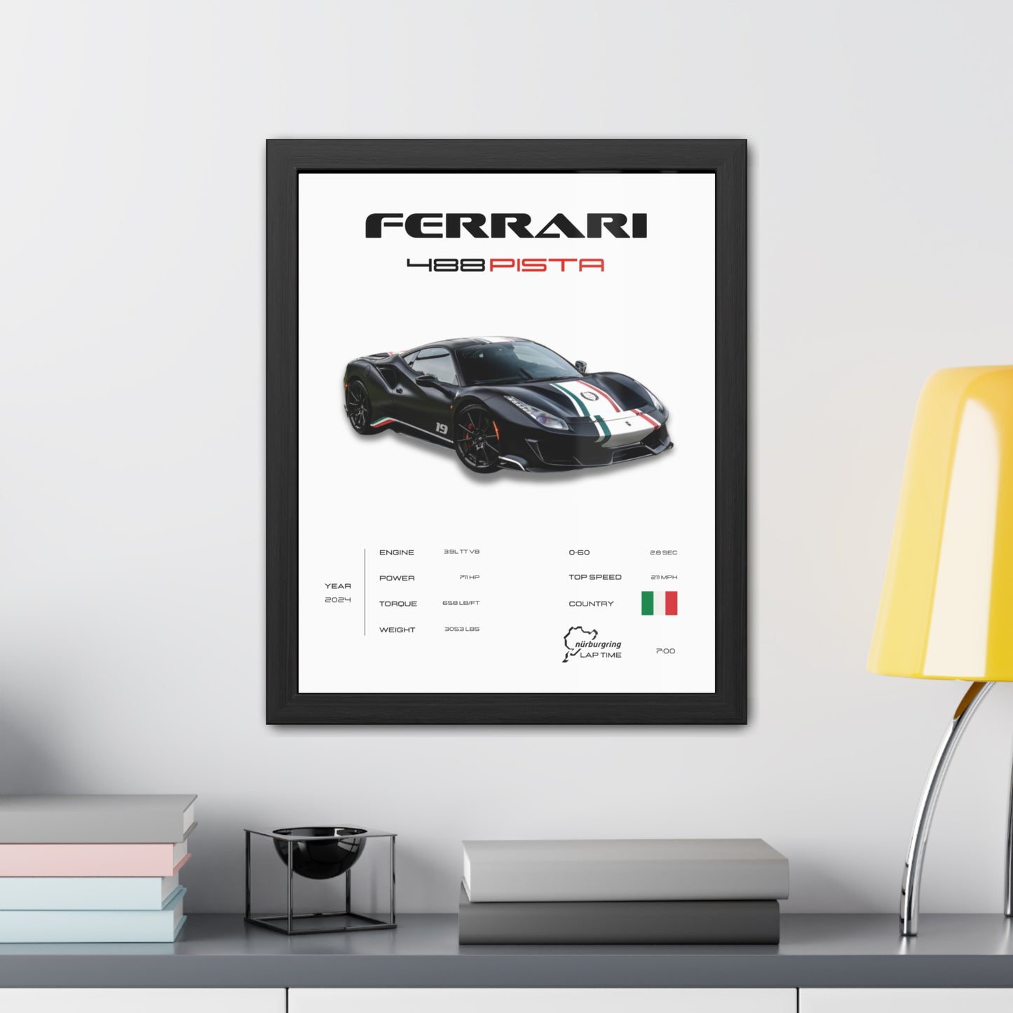 Ferrari 488 Pista Framed Poster