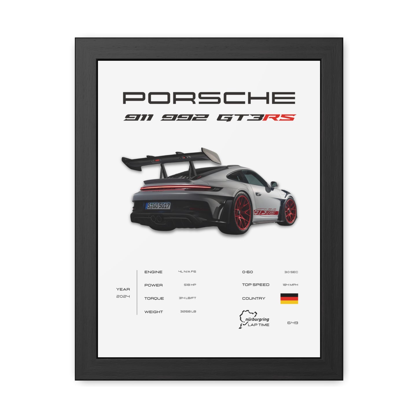 Porsche 911 GT3RS Framed Poster