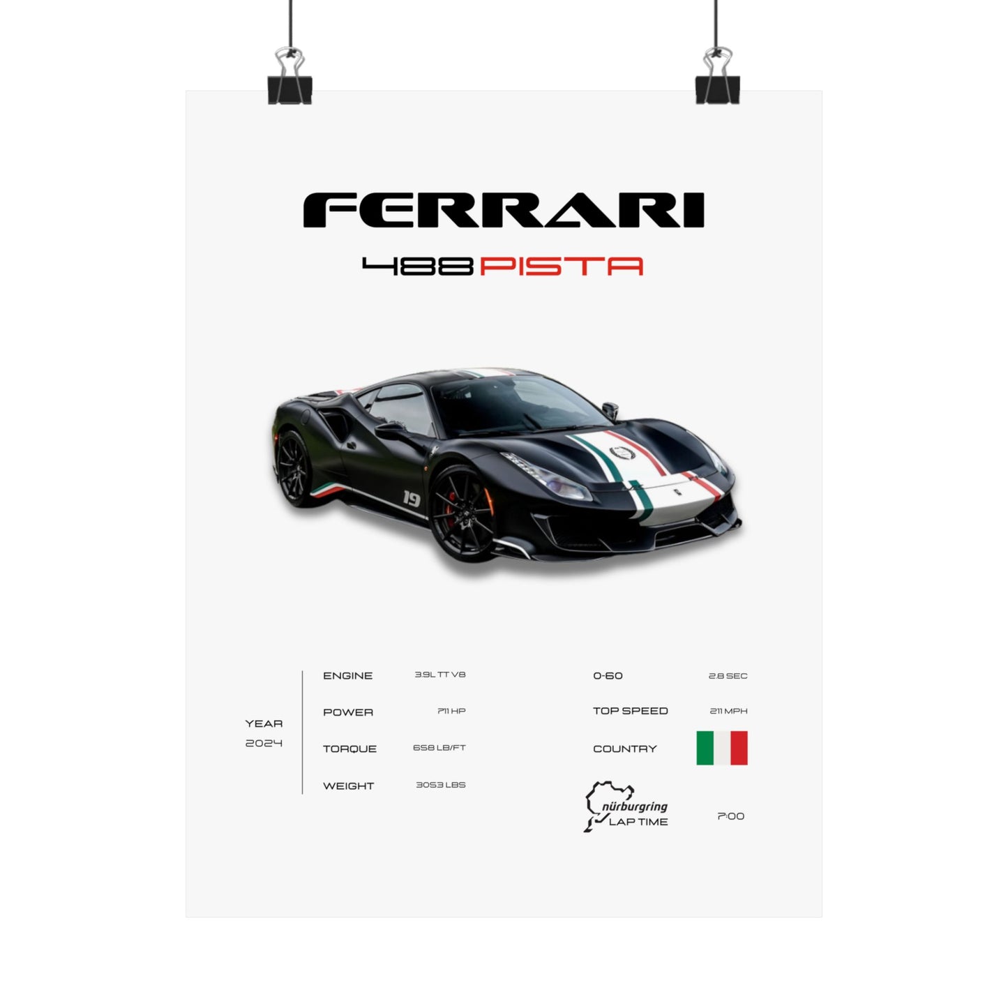Ferrari 488 Pista Poster