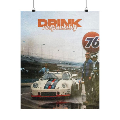 Drink Responsibly Vintage Porsche Poster