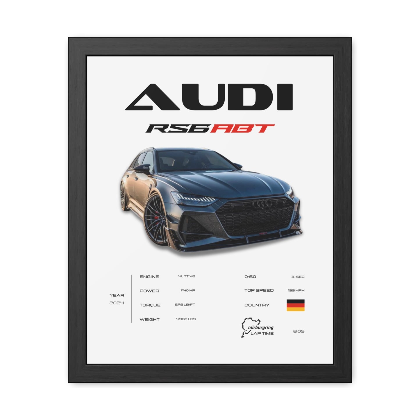 Audi RS6 ABT Framed Poster