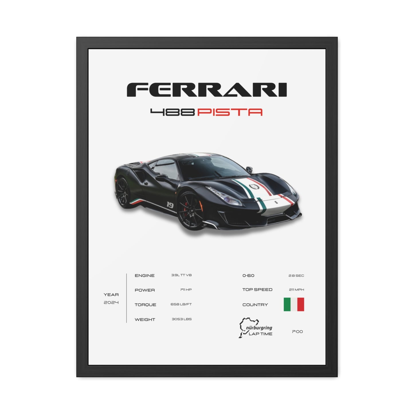Ferrari 488 Pista Framed Poster