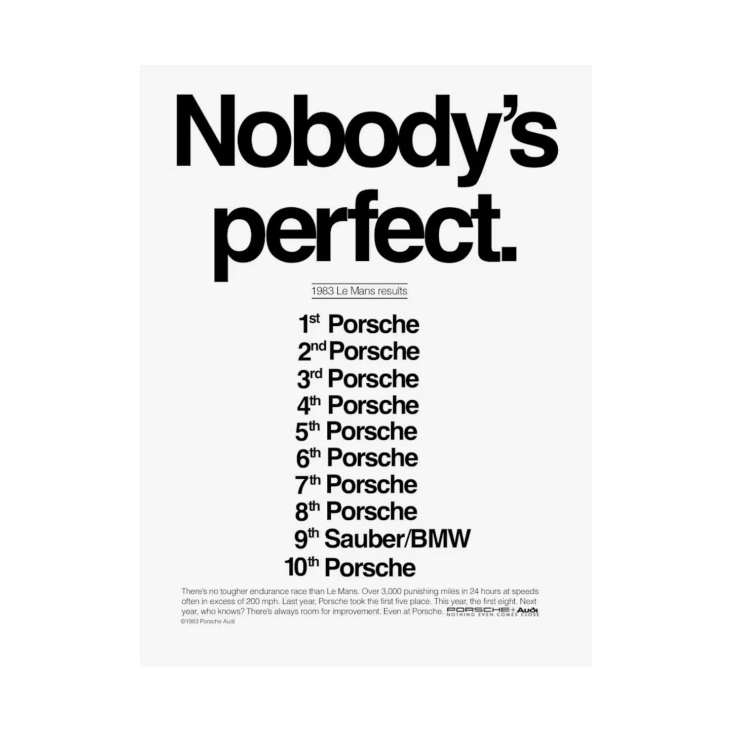 Nobody's Perfect Porsche Poster