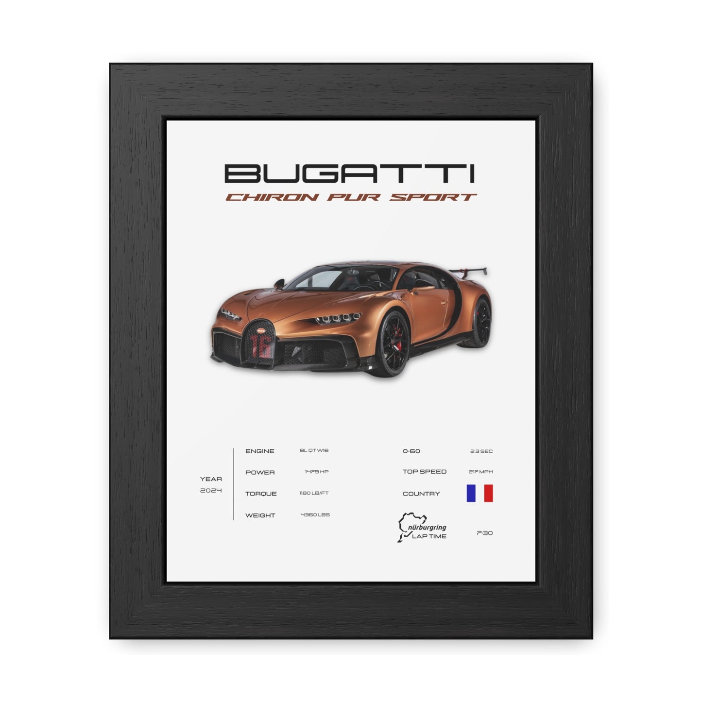 Bugatti Chiron Pur Sport Framed Poster