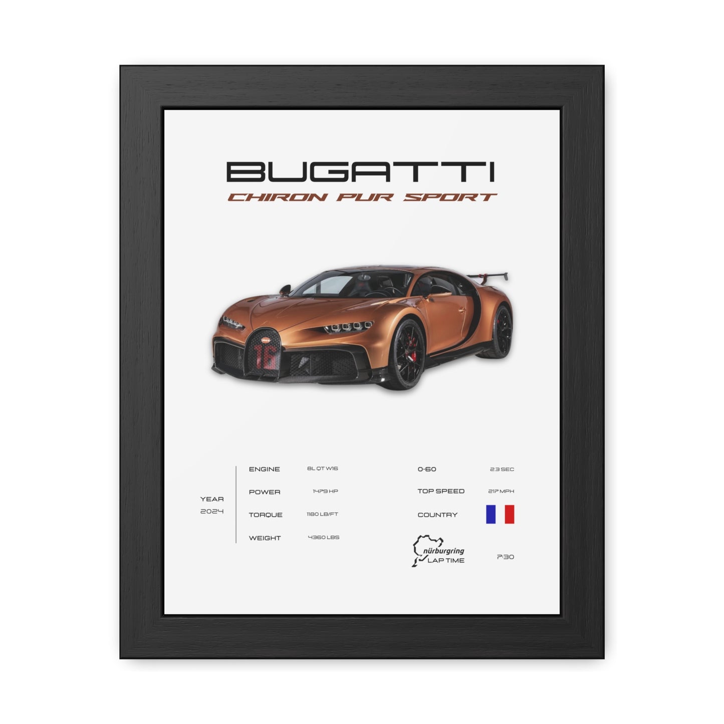 Bugatti Chiron Pur Sport Framed Poster