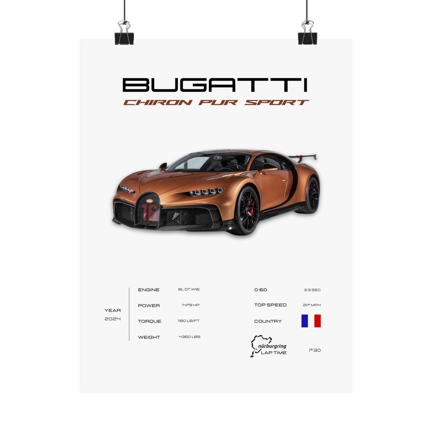 Bugatti Chiron Pur Sport Poster