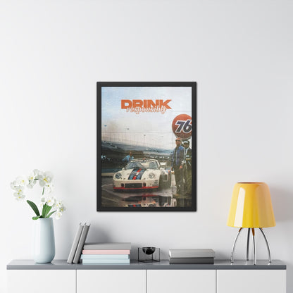 Drink Responsibly Vintage Porsche Framed Poster