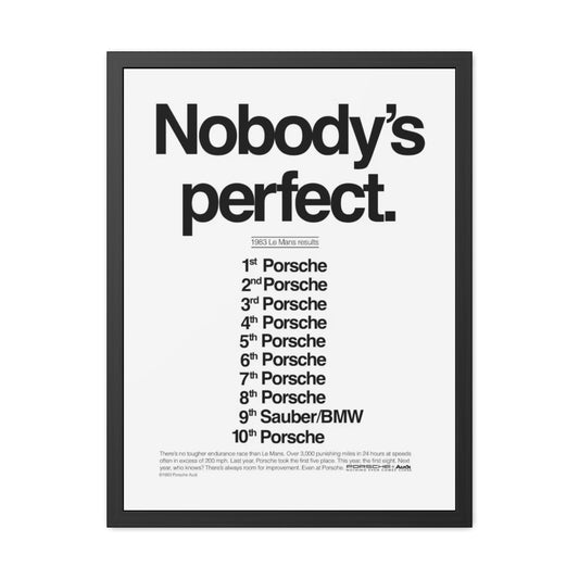 Nobody's Perfect Porsche Framed Poster