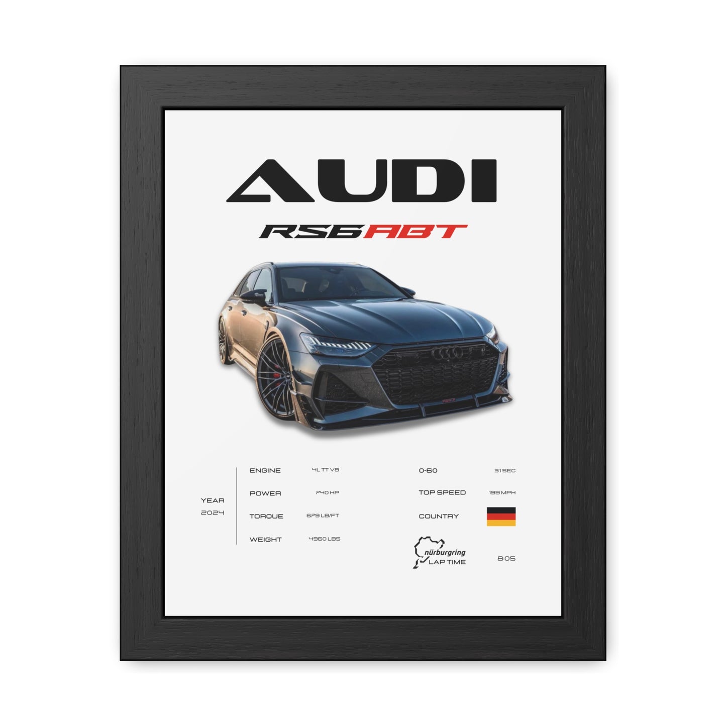 Audi RS6 ABT Framed Poster