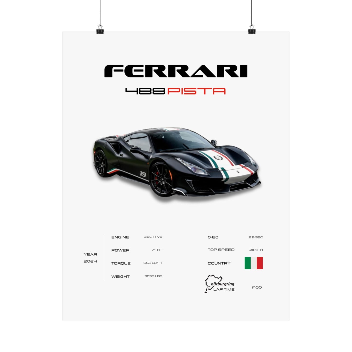 Ferrari 488 Pista Poster